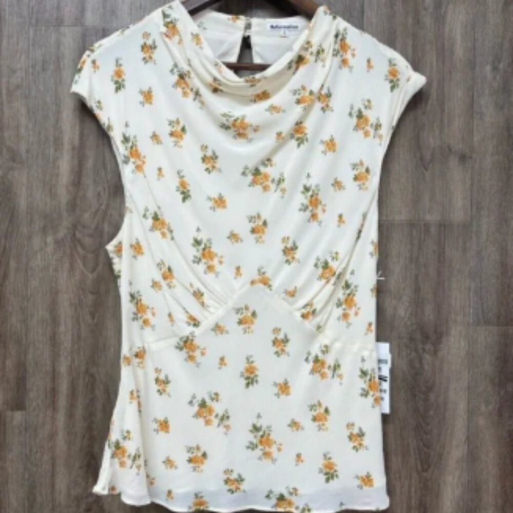 REFORMATION BETTIE FLORAL CAP SLEEVE TOP IN NICOLA